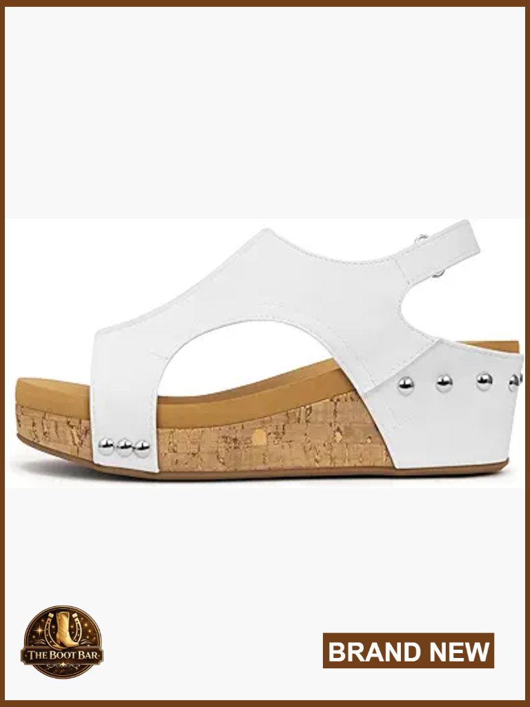 Wedge Sandals With Cork Sole - Lightweight & Adjustable Ankle Strap